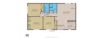A floor plan of a house with dimensions of each room.