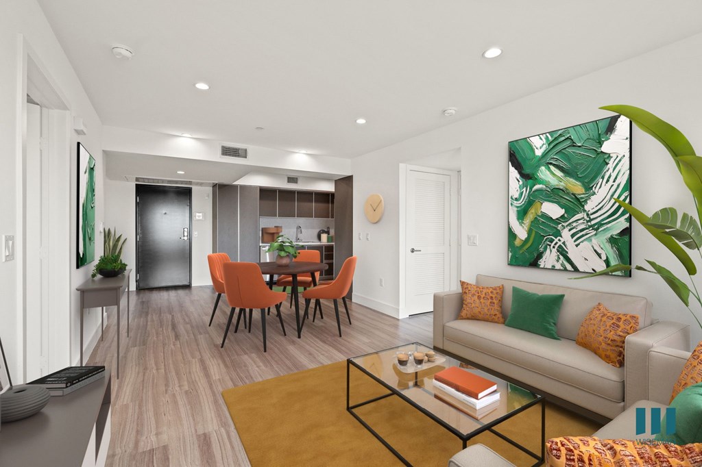 Open-Concept Kitchen, Dining, and Living Room Space