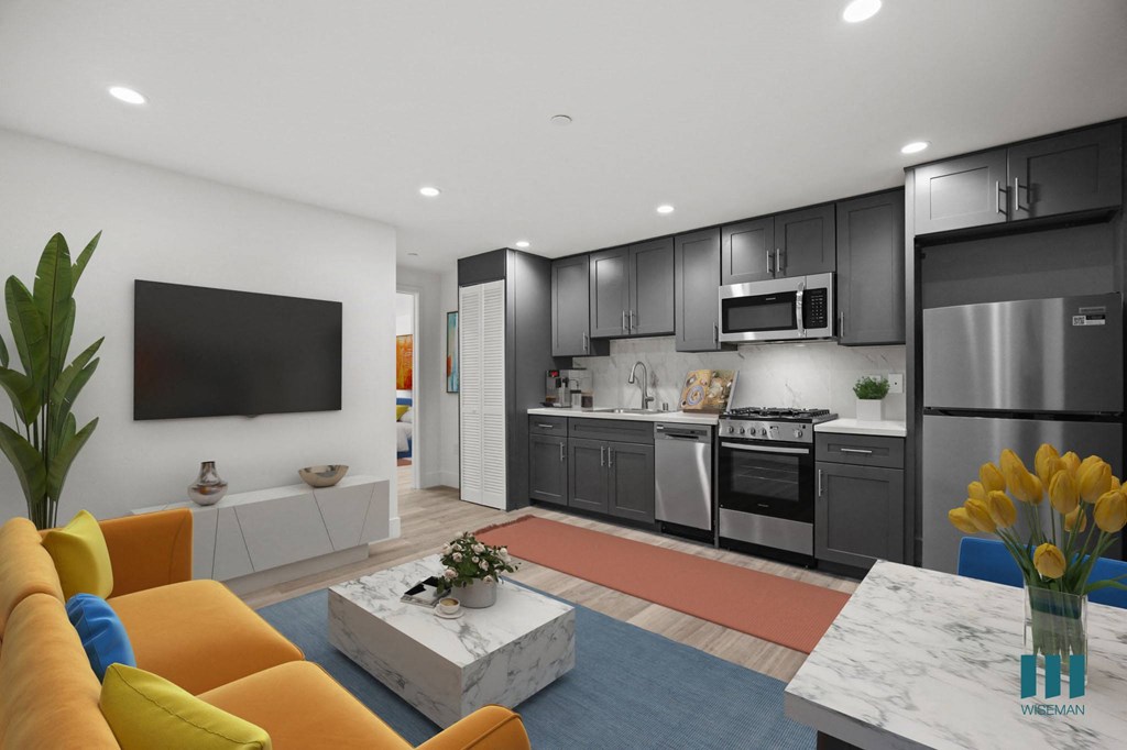 Open-Concept Kitchen, Dining, and Living Room