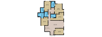 A floor plan of an apartment with various rooms and their dimensions.