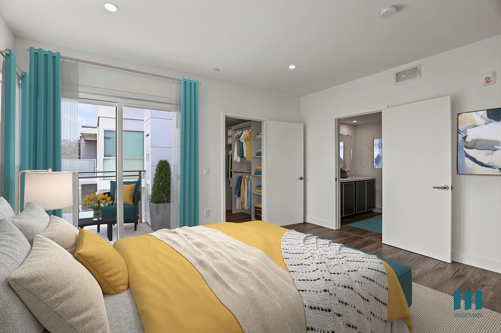 Bedroom with Patio, Walk-In Closet, and Bathroom