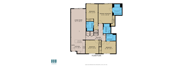 A floor plan of a house with various rooms and their dimensions.