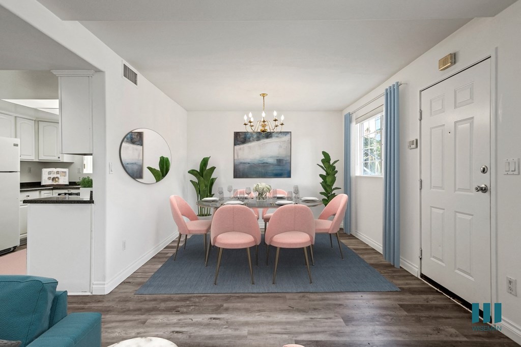 Dining Room with Large-Size Window and Vinyl Flooring