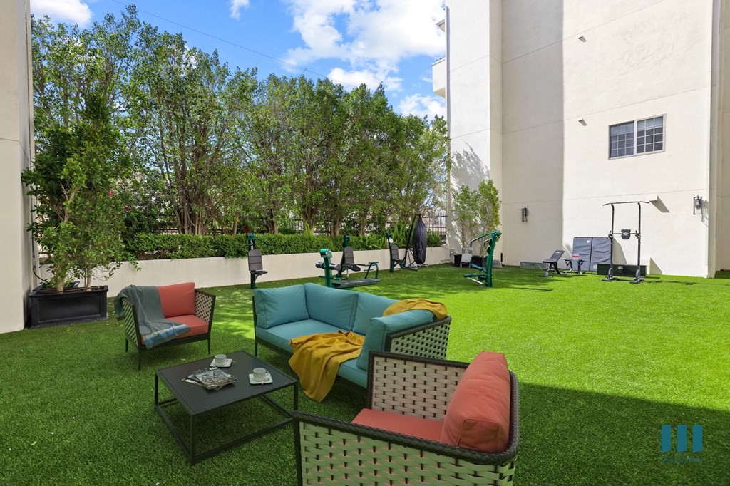 Outdoor Courtyard with Exercise Equipment Outdoor Courtyard with Exercise Equipment