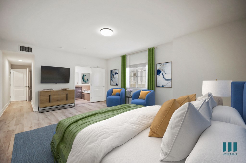 Large-Size Bedroom with Bathroom and Vinyl Flooring