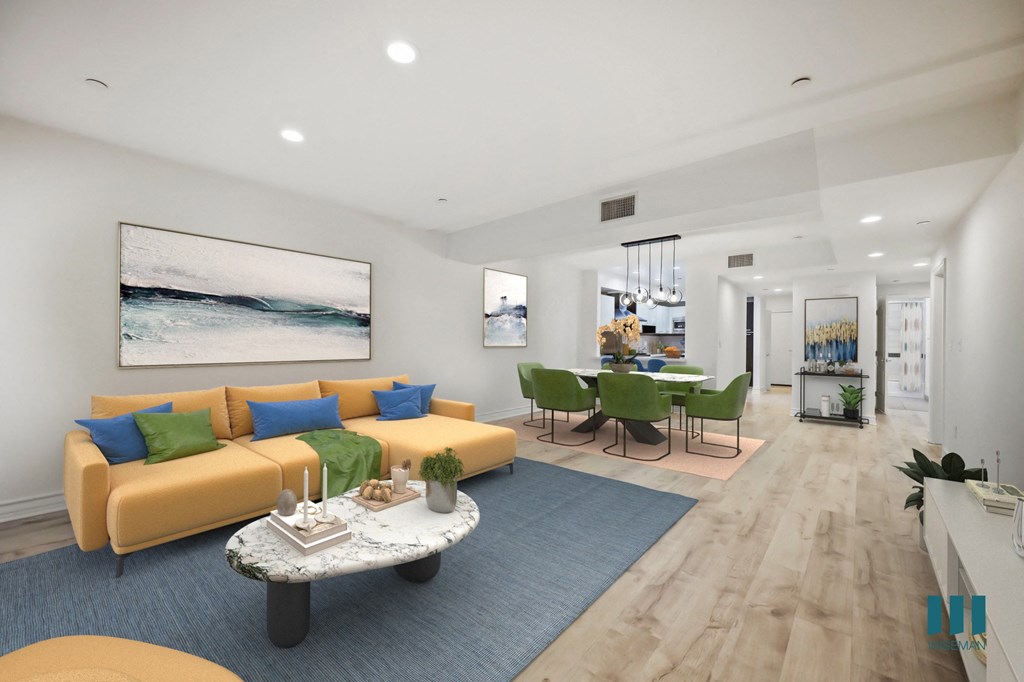 Living and Dining Room with Kitchen Countertop Bar