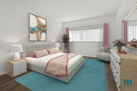 Bedroom with Vinyl Flooring and Large-Size Window