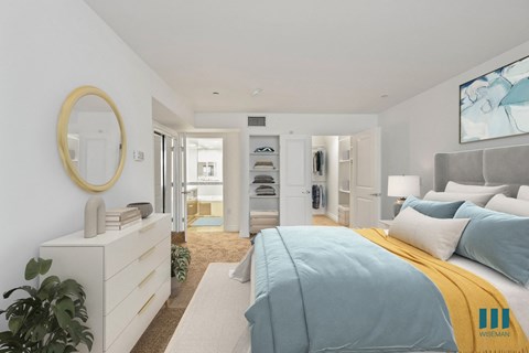 Bedroom with Walk-In Closet, Additional Closet with Shelving, and Bathroom