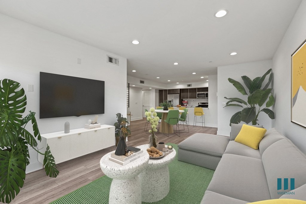 Open-Concept Kitchen, Dining, and Living Room Space