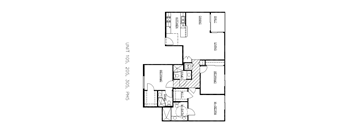 A black and white image of a floor plan for an apartment.
