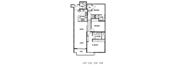 A floor plan of a building with labeled rooms such as a kitchen and a dining area.