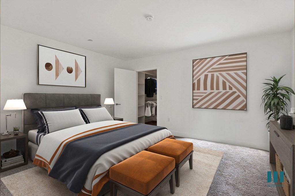 Bedroom with Walk-In Closet with Built-In Organizers