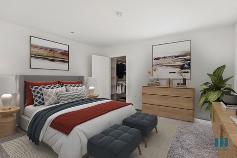 Bedroom with Walk-In Closet with Built-In Organizers