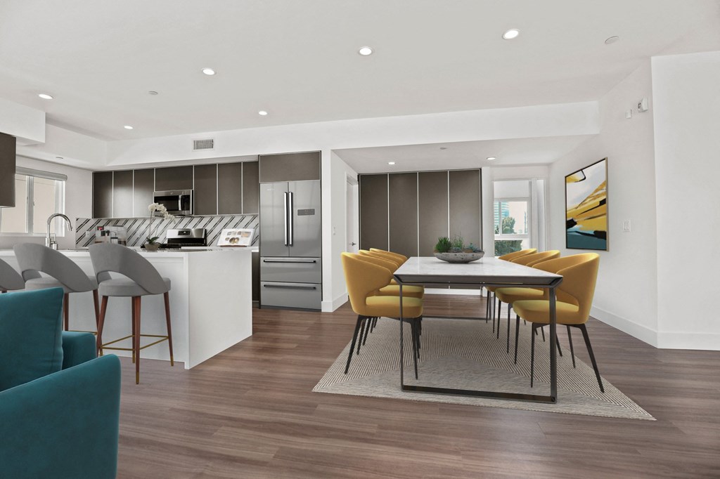 Open-Concept Kitchen, Dining, and Living Room Space