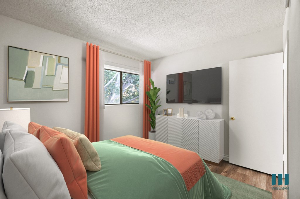 Bright Bedroom with Vinyl Flooring and Windows