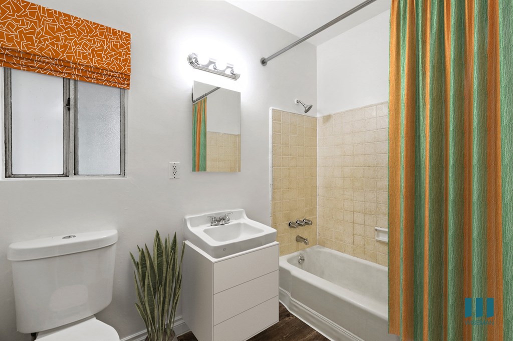 Bathroom with Shower Bathtub and Vanity Cabinet Storage