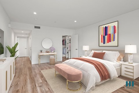 Bedroom with Walk-In Closet with Built-In Organizers