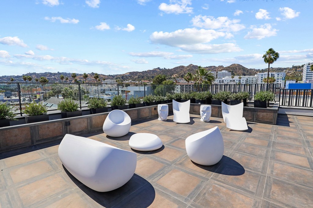 Rooftop Deck with Entertainment Area and Views of Hollywood