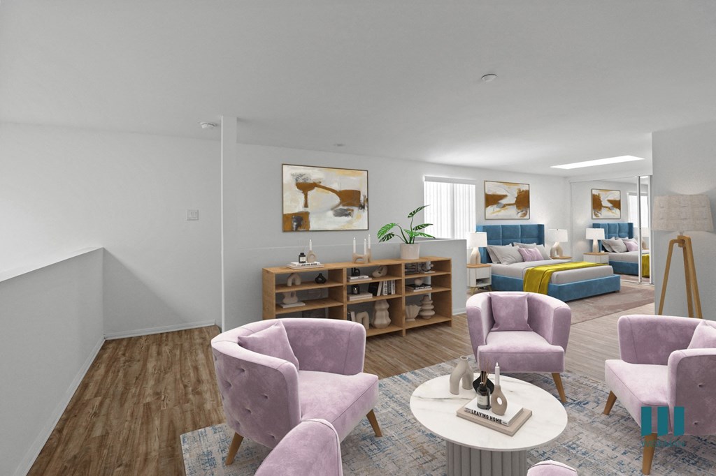 Large-Size Loft-Area with Recessed Lighting and Vinyl Flooring