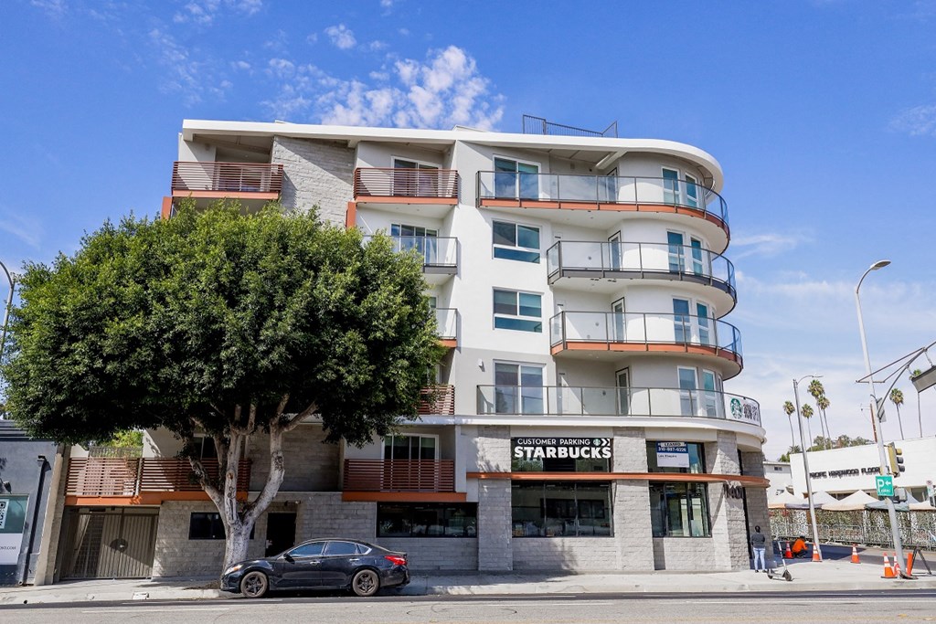 West LA apartment building with a Starbucks