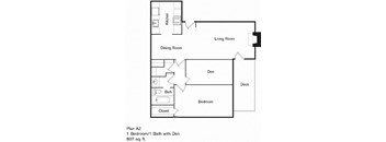 a floor plan of a house with a bedroom and a living room
