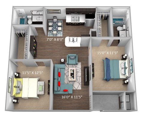 our apartments have a spacious living room and kitchen with plenty of counter space