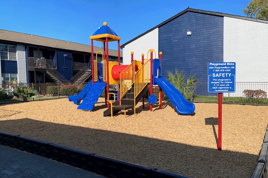 The new playground at Crosby at Westchase Apartments in Houston, TX