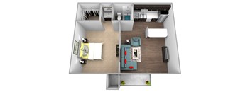 a floor plan of a one bedroom apartment with a bathroom and closet