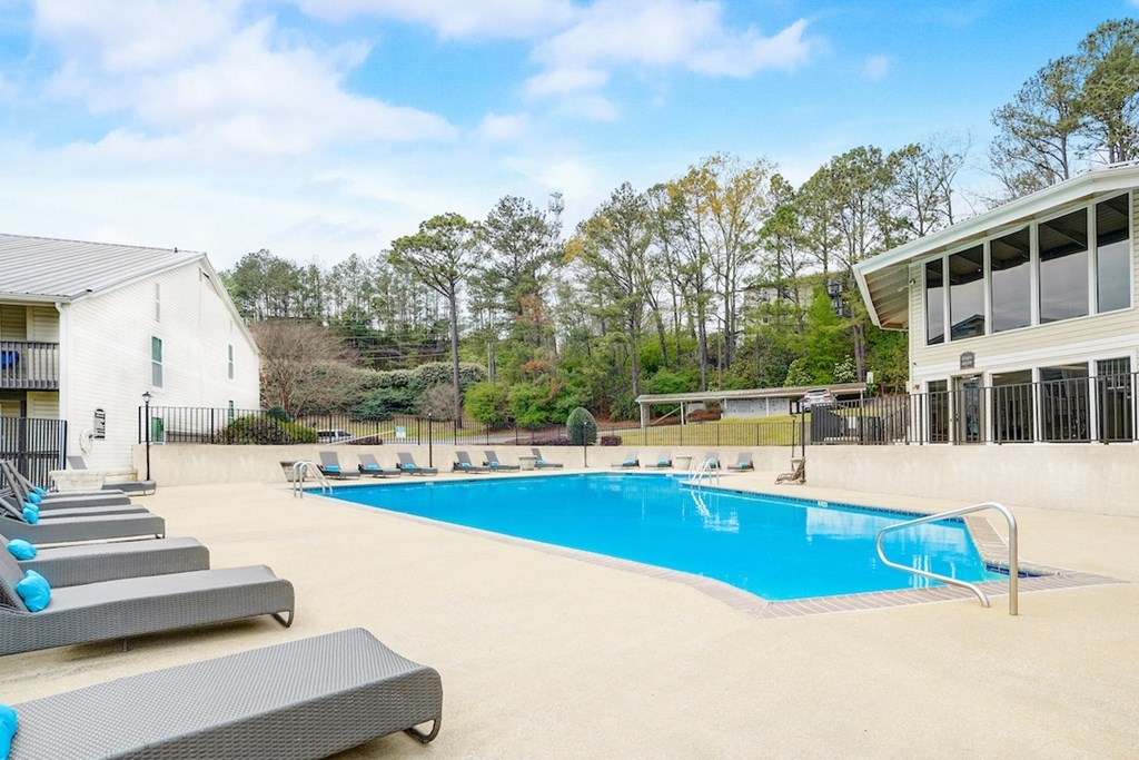 Pool With Relaxing Chairs at Hills at Hoover Apartments, Hoover, 35216