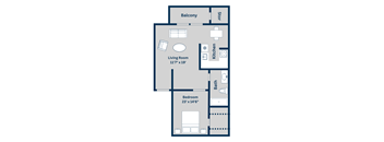 Kirkwood Landing's C 1-bed, 1-bath, 720 square foot floor plan