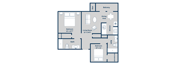Kirkwood Landing's F 2-bed, 2-bath, 1014 square foot floor plan