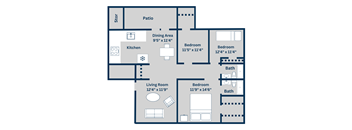 Kirkwood Landing's G 3-bed, 2-bath, 1152 square foot floor plan