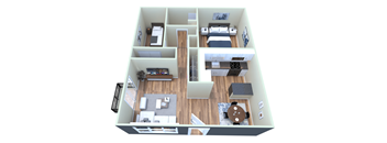 2 Bed 1 Bath Floor Plan at Spring Lake Cove, Birmingham