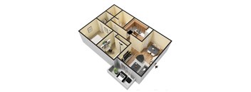 2 bed 1 bath floorplanat Spring Lake Cove, Birmingham