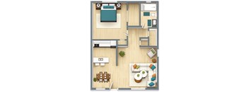 Park Apartments in Daytona Beach 711 square foot 1-bed, 1-bath apartment floor plan
