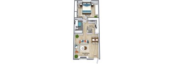 1-bedroom, 1-bathroom floor plan at Ridge Apartments in South Daytona, FL