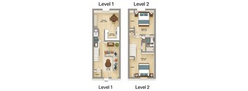 Ridge Apartment in South Daytona Beach's 2-bed, 1 and a half bath townhome floor plan