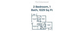 2 Bed 1 bath Floor Plan at Hills at Hoover, Hoover, AL, 35216