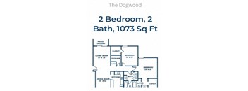 2 Bedroom 2 Bath Floor Plan at Hills at Hoover, Hoover, 35216