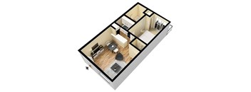 Waterview Crossing Apartments 1-bedroom, 1-bathroom floor plan