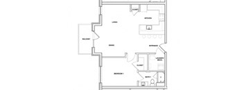 Cabasa 1 Bed 1 Bath Floor Plan at River Point West Apartments, Elkhart, IN