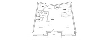 Koto 1 Bed 1 Bath Floor Plan at River Point West Apartments, Indiana, 46516
