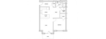 Cornet 1 Bed 1 Bath Floor Plan at River Point West Apartments, Elkhart, IN