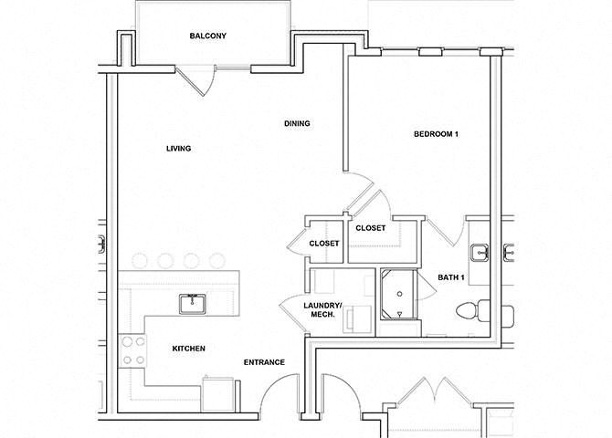 Piccolo 1 Bed 1 Bath Floor Plan1 Bed 1 Bath Floor Plan Piccolo 1 Bed 1 Bath Floor Plan1 Bed 1 Bath Floor Plan at River Point West Apartments, Elkhart