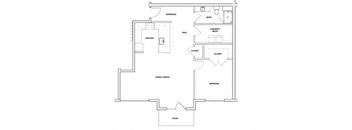 Lyre 1 Bedroom 1 Bathroom Floor Plan at River Point West Apartments, Indiana