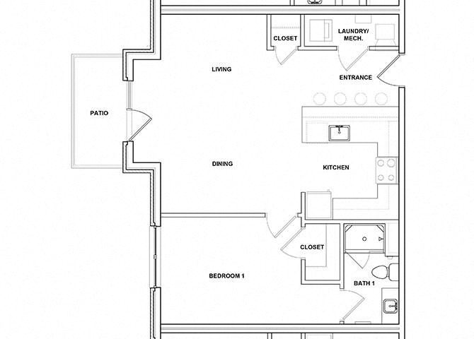 Guitar 1 Bed 1 Bath Floor Plan Guitar 1 Bed 1 Bath Floor Plan at River Point West Apartments, Elkhart, IN