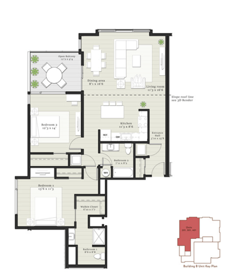 the floor plan of the apartments