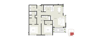 a floor plan of a house with bedrooms and a terrace