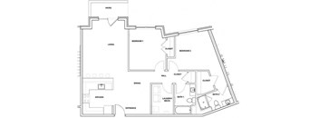 Tambour 2 Bedroom 2 Bathroom Floor Plan at River Point West Apartments, Elkhart, IN, 46516