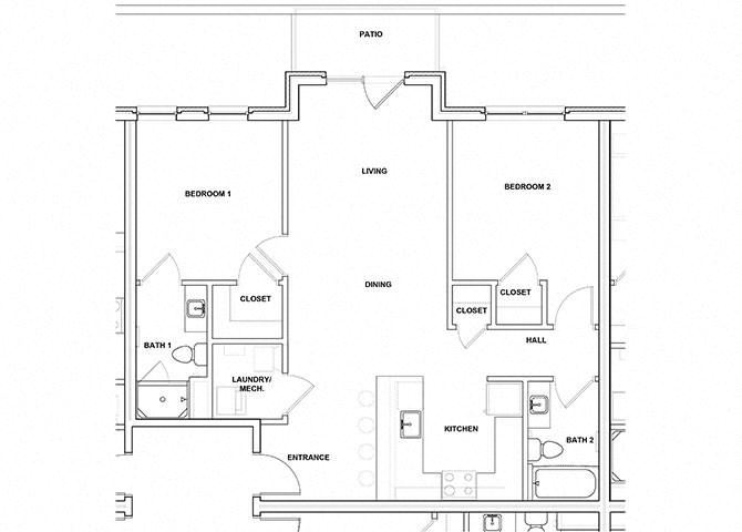 Viola 2 Bed 2 Bath Floor Plan Viola 2 Bed 2 Bath Floor Plan at River Point West Apartments, Elkhart, Indiana